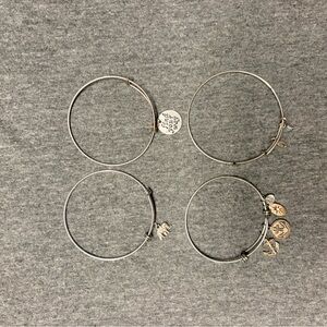 Silver Charm Bangle Bracelet Set